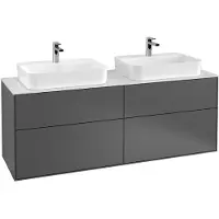 Villeroy & Boch Finion meuble sous lavabo, pour 2 vasques, 1600x603x501mm, Glass Black Matt, F43200HB