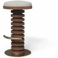 Demotex GmbH Casa Padrino Tabouret de bar de luxe en bois massif brun / crème / laiton H. 75 cm - qualité supérieure