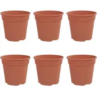vidaXL Pot À Fleurs Rond 6 Pcs Rouge Brique Ø 19 X 16 Cm Plastique
