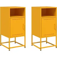 vidaXL Tables de chevet 2 pcs jaune moutarde 36x39x78 cm acier