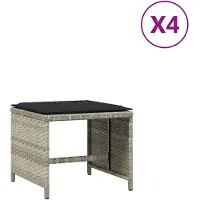 vidaXL Tabourets de jardin et coussins lot de 4 gris clair 41x41x36 cm