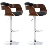 CLP - Ensemble de 2 tabourets de bar Kingston, revêtus en tissu, pivotants et réglables en hauteur | Couleur : noyer/noir