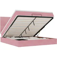 vidaXL Ottoman-lit avec matelas & LED rose 200x200 cm velours