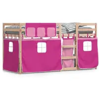 vidaXL Lit superposé avec rideaux rose 80x200 cm pin massif