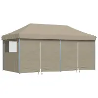 vidaXL Tente de fête , modèle pop-up, 580 x 292 x 315 cm, couleur taupe, tissu Oxford