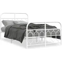 vidaXL Cadre de lit avec tête et pied de lit en métal blanc 120x190 cm