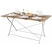 Inda Table de brasserie Table de jardin pliante acacia acier 120x70cm
