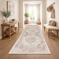 Tapis.fr Tapis lavable Sami beige 80x300 cm