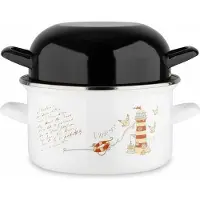 Baumalu Pot de forme 20 cm - Phare - Couvercle noir - Blanc