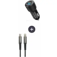 Thomson Kit chargeur et câble - - chargeur voiture 60 W - câble type C vers type L, 5 A - longueur 1,5 m