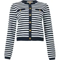 Michael Kors pour femme. MS661G1KVM Cardigan rayé en maille côtelée marine, blanc (M), Bleu, Casuel, Viscose