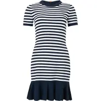 Michael Kors pour femme. MS683CFKVM Robe à volants marine (S), Casuel, Viscose, Manche courte
