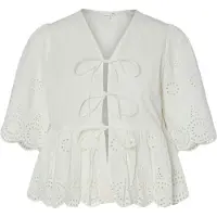 Y.A.S Cornelia 2/4 Tie Top Short Sleeve Blouse Blanc 46 Femme
