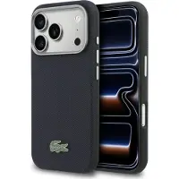 Lacoste Case Semi Wrap Petit Pique MagSafe for iPhone 17 Pro Max navy blue (Apple iPhone 17 Pro Max), Coque pour téléphone portable, Bleu