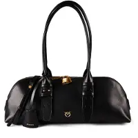 Pinko sac à main sac à épaule bandoulière Bowling Horizontal Big Vitello Black - Antique Gold noir