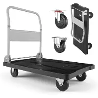 Vevor Chariot à Plateforme Pliable Charge 299,37 kg Chariot à Plateau Pliable 89,5x59,5 cm pour Manutention et Déplacer Objets Volumineux et Lourds