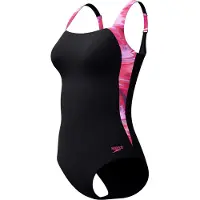 Speedo Print Luna Lustre Swimsuit Noir UK 40 Femme