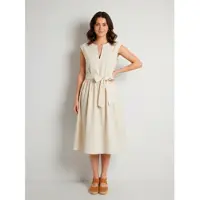 Woolrich pour femme. CFWWDR2028FRUT3944 Robe en popeline blanche (S), Beige, Casuel, Coton, Sans manches / bretelles