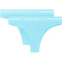 Emporio Armani pour femme. EW000406_AF19023 Lot de 2 tongs bleu journal (S), Homewear, Coton, Turquoise