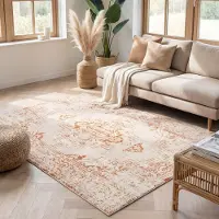 FRAAI Tapis vintage - Spring Ethnic Crème/Terracotta | 80x150 cm | Rectangulaire | Pile courte