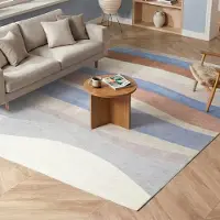 FRAAI Tapis géométrique – Swing Waves Bleu/Rose | 160x230cm | Bleu | Rectangulaire | Tapis