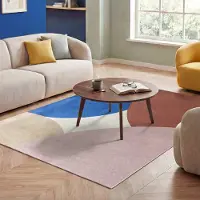 FRAAI Tapis géométrique – Swing Circles Bleu/Rose | 80x150cm | Bleu | Rectangulaire | Tapis