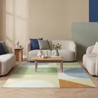 FRAAI Tapis géométrique – Swing Shapes Bleu/Vert | 80x150cm | Bleu | Rectangulaire | Tapis
