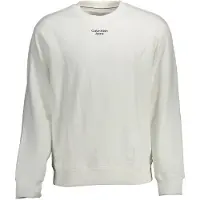 Calvin Klein Hommes, Pull-over, White Cotton Men Sweatshirt, Blanc, (XXL)