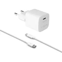FIXED Mini chargeur de voyage 20W+ Câble USB-C/USB-C, blanc (20 W, 1 portion), Chargeur USB, Blanc