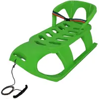 KOTARBAU Luge Enfant avec Dossier et Ceinture Plastique Vert Sled Traineau Enfant Luge Traineau a Neige avec Corde pour Tirer Dans la Neige