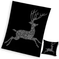 MCU Supersoft Couverture de Noël 150/200cm + Oreiller Noir, PNL235032-T