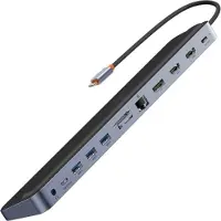 Baseus Elitejoy Gen2 Universal Usb Hub 12W1 With Usb-C Cable 25Cm Notebook Stand Usb-A / Usb-C / Dp / Hdmi / Sd / Tf / Rj45 / 3.5Mm Jack / Pd 100W Grey (Wksx030213)