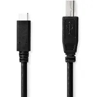Nedis Câble USB - USB 2.0 - USB-C mâle - USB-B mâle - 480 Mbps - nickelé - 2.00 m - rond - PVC - noir - boîte