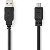 Nedis Câble USB - USB 2.0 - USB-A mâle - USB Micro-B mâle - 480 Mbps - Nickelé - 3,00 m - Rond - PVC - Noir - Boîte noire