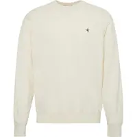 Calvin Klein Jeans Pull-over 'Monogram Embroidery Relaxed' blanc cassé