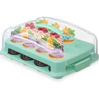 Relaxdays Boîte de transport Muffin, Boîte à gâteau, Turquoise, Transparent