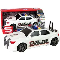 Lean Toys Les lumières de police d'ouverture de coffre de voiture de sport sonnent blanc 1:16