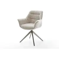 DELIFE Chaise-pivotante Kaira-Flex tissu tissé doux beige pied croisé large grafiete pivotement sur 360° fonction bascule
