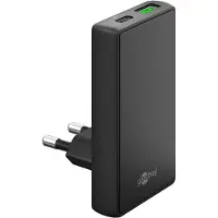 Goobay Chargeur double rapide USB-C PD GaN 90 Plat (65 W) noir -