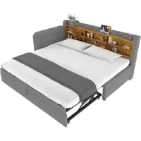 MODFU Table Basse Relevable Moderne avec LED et Rangements Cachés, PB et Verre Trempé, 80 × 80 × 45 cm, Blanc