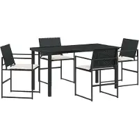 Syfax Ensemble de salle à manger pour jardin 5 pcs Noir et Crème