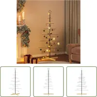 The Living Store Sapin de Noël en métal avec support en bois noir 150 cm