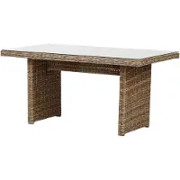 Ebuy24 Gram Table de jardin 142 x 76 cm, avec plateau en verre, teinte naturelle.