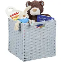 Relaxdays 4 paniers de rangement carrés, pour la salle de bains et la chambre d'enfant, paniers tressés, H x L x P : 31 x 32 x 30 cm, gris