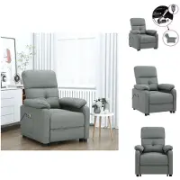 vidaXL Fauteuil de massage électrique gris foncé Tissu - Fauteuil de massage