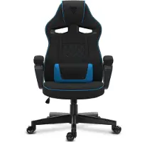 Sense7 Chaise gaming Knight en tissu noir et bleu - Chaise de bureau ergonomique Chaise de bureau Chaise d'ordinateur Chaise gaming Fauteuil de course 120 kg