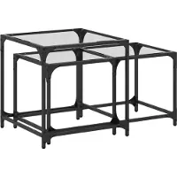 vidaXL Tables d'ensemble 2 pcs. avec plateau en verre Transparent Acier