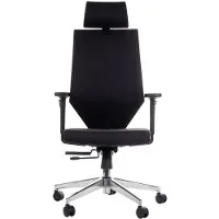 Stema Chaise de bureau pivotante ergonomique ZN-805-C, accoudoirs réglables, appui-tête, base en aluminium, assise coulissante (avant-arrière), noir