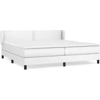 Syfax Sommier à lattes de lit avec matelas Blanc 200x200cm Similicuir