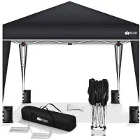 Tillvex Pavillon 3x3m noir étanche | Pop-Up Pliable réglable en hauteur | Tente de jardin protection UV 50+ | Tente de réception avec sac pour le jardin